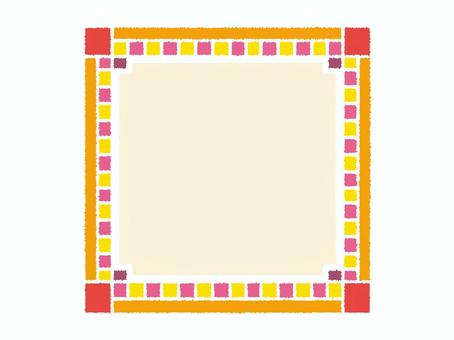 じわじわ線のカラフルタイル風フレーム02 フレーム,囲み,枠,飾り枠,囲み枠,手描き,タイル,四角,背景枠,色々のイラスト素材
