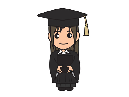 大学院卒業女子 女性,卒業,大学院,キャラクター,可愛い,ゆるいのイラスト素材