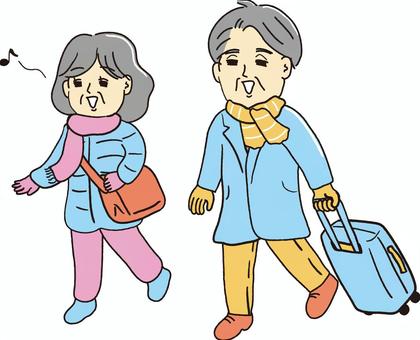 Senior man and woman travel winter, JPG, PNG and AI Senior man and woman travel winter, , JPG, PNG and AI