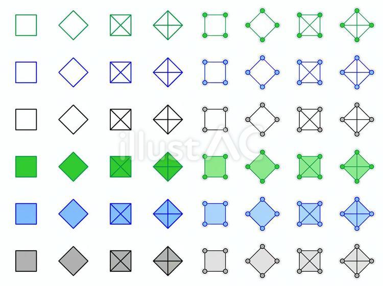 四角形の寒色系の色でいろんな形 幾何学,四角形,正方形のイラスト素材