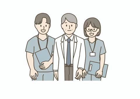 並んで立つ医療スタッフ 医療従事者,医師,看護師,病院,チーム,医療,医者,ナースのイラスト素材