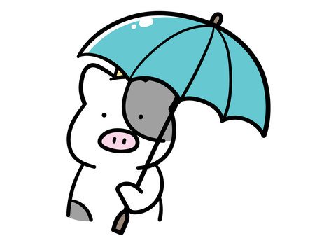 Illustration, umbrella, parasol, a cow, 