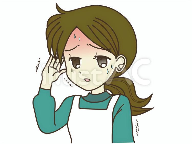 発熱による体調不良の主婦 主婦,女性,若いのイラスト素材