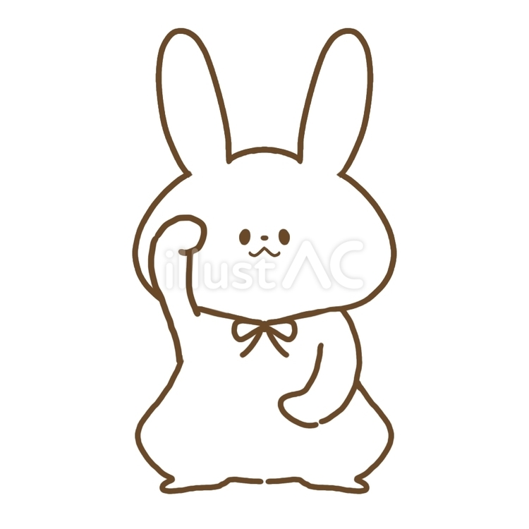 招きうさぎ　片手を上げたスタイル　単品 動物,うさぎ,卯のイラスト素材