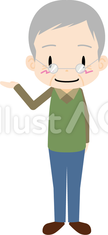 老人男性（案内） 案内,紹介,老人のイラスト素材