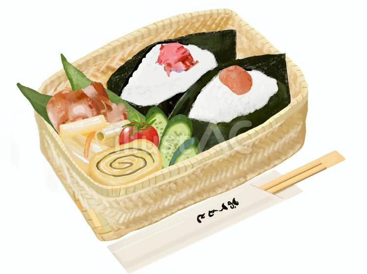 おにぎり弁当（竹製弁当箱箸付き） おにぎり,弁当,竹製のイラスト素材