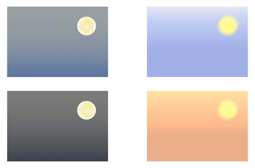 月と太陽 月,満月,太陽,朝日,夕日,天体,星,夜空,青空,夜のイラスト素材