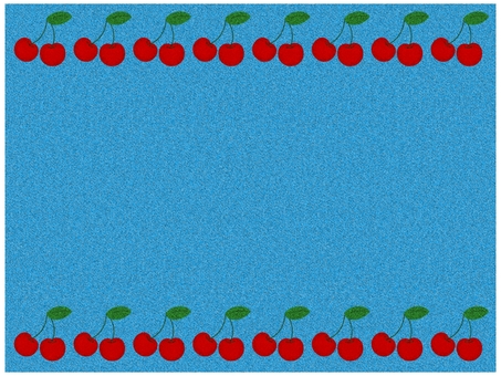 サクランボのフレ−ム　水色 サクランボ,さくらんぼ,フレ−ム,ポストカード,メッセージカード,ザラザラ,ノイズ,水色のイラスト素材