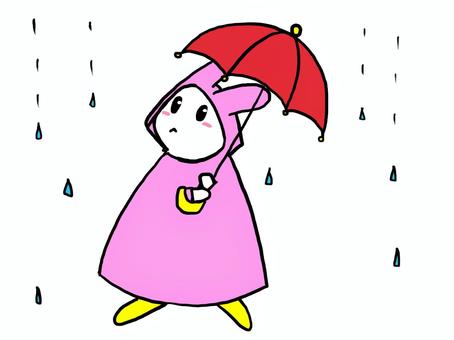 white rabbit wearing a pink raincoat, rabbit, raincoat, umbrella, JPG and PNG