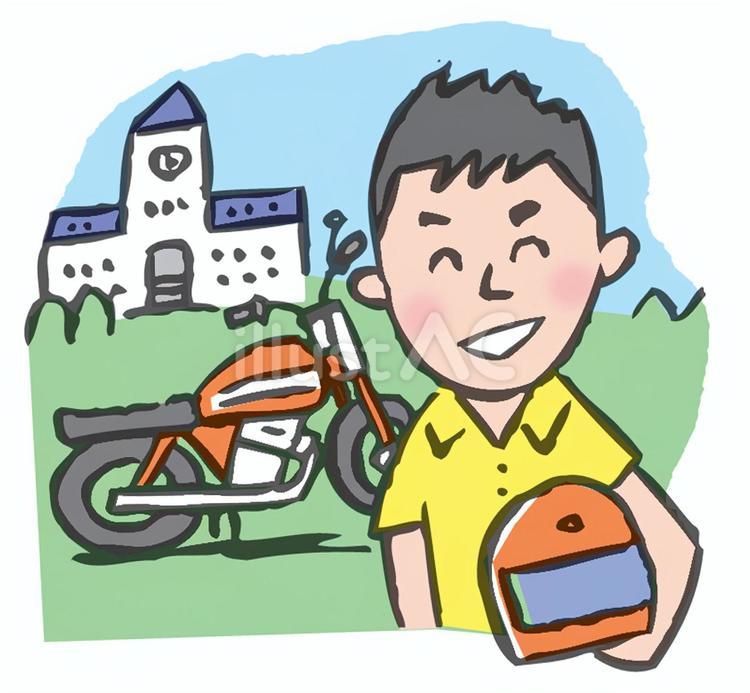 バイク乗りの青年 バイク乗り,青年,楽しいのイラスト素材
