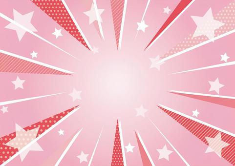 ピンク色のポップな柄の集中線と星の背景 集中線,効果線,ポップ,ドット,ライン,星,ピンク,背景のイラスト素材