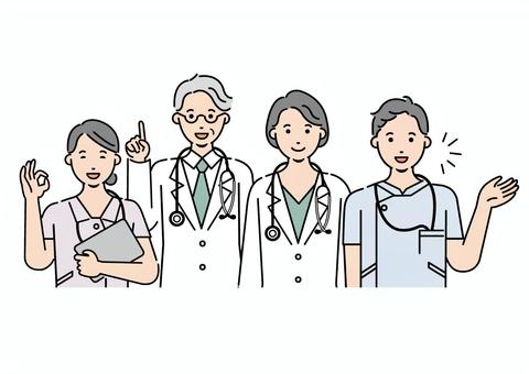 医療関係者バストアップセット　色付き 医療,医者,聴診器,病院,看護師のイラスト素材