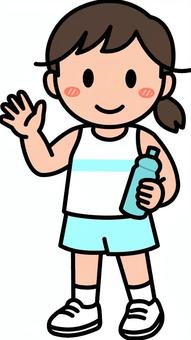 青の陸上の女の子です。 陸上,女の子,シンプル,ランニング,走る,スポーツ,長距離,短距離,リレー,駅伝のイラスト素材