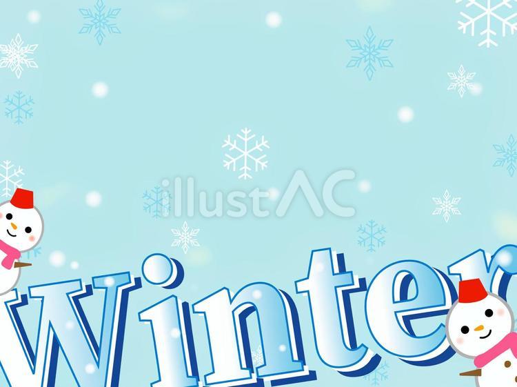 雪だるまとウインターの文字の背景 ウインター,雪だるま,冬のイラスト素材