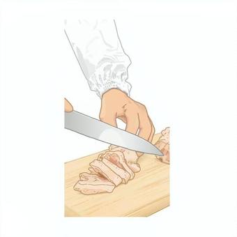 肉を切る手 包丁,調理,手,料理人,まな板のイラスト素材