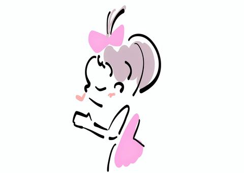 キスする女の子 キス,愛,女の子,かわいい,キッズ,手書き,ラフタッチ,ベクター,顔,表情のイラスト素材