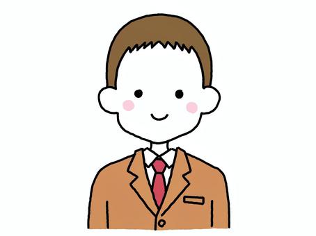 男子中高生（バストアップ） 中学生,高校生,男子,バストアップ,笑顔,手描き,シンプル,線画,人物のイラスト素材