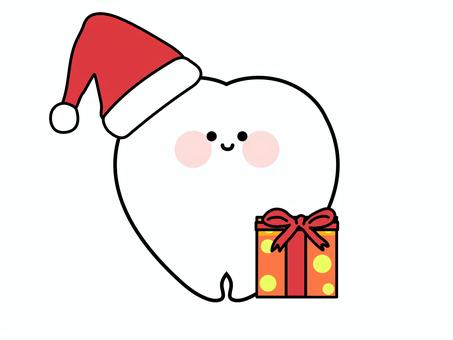 かわいい大臼歯のマスコット（クリスマス） 大臼歯,クリスマス,歯,マスコット,キャラクター,デフォルメ,かわいい,歯科,虫歯予防,イラストのイラスト素材