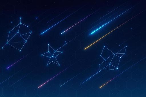 サイバー夜空と星座ハニカム背景
