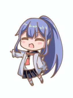 笑顔で青髪の女の子(ミニキャラ) 笑顔で青髪の女の子(ミニキャラ) 笑顔,女の子,ミニキャラ,かわいい,青髪,ポニーテールのイラスト素材