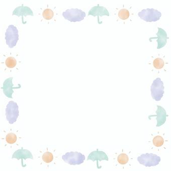 날씨 마크 프레임 컬러, 태양, 우산, 구름, 