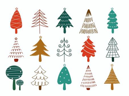 北欧テイストの木セット 北欧テイストの木セット 冬,雪,雪景色,ツリー,森,木,植物,自然,北欧,シンプルのイラスト素材