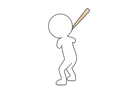 棒人間のバッター 高校野球,野球部,クラブ活動,バッター,スポーツ,アスリート,高校球児,バット,人物,全身のイラスト素材