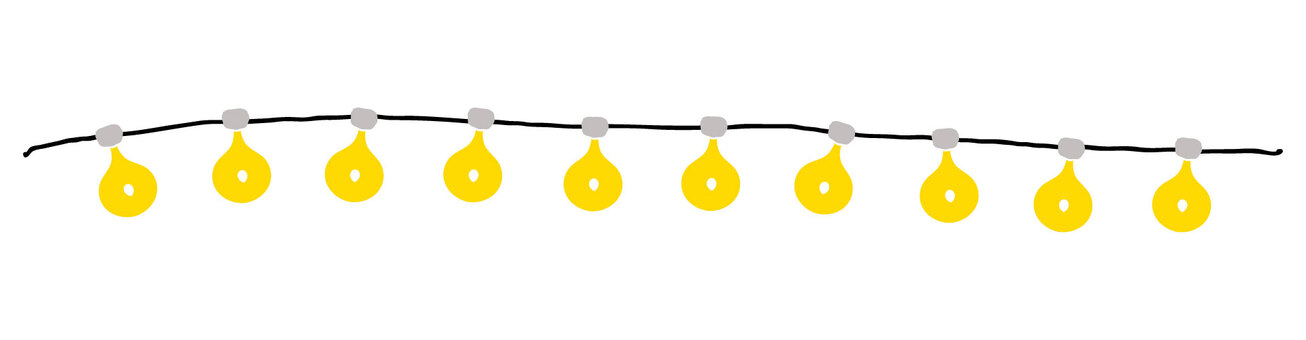 枠無し黄色い電球イルミネーション　１０個 電球,明るい,ライト,光,イルミネーション,黄色,照明,電飾,枠無し,１０個のイラスト素材