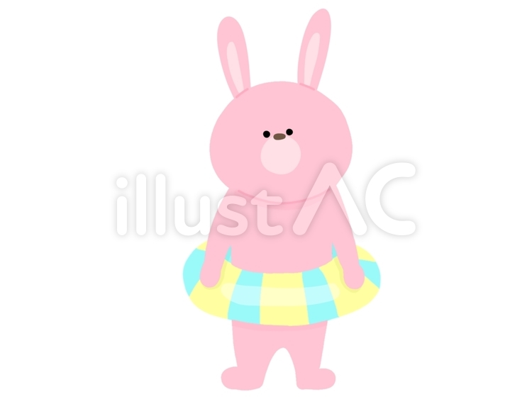 うきわとうさぎ うきわ,うさぎ,プールのイラスト素材
