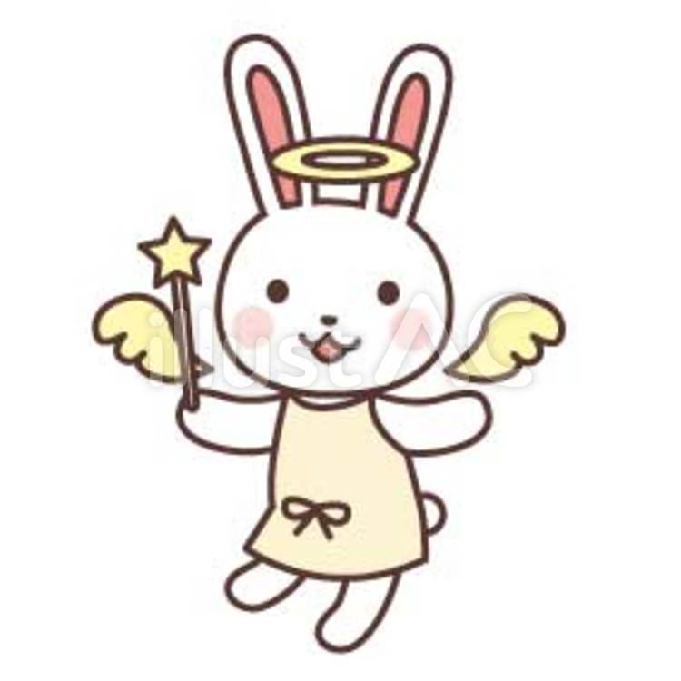うさぎの天使 おまじない,祝福,誕生のイラスト素材