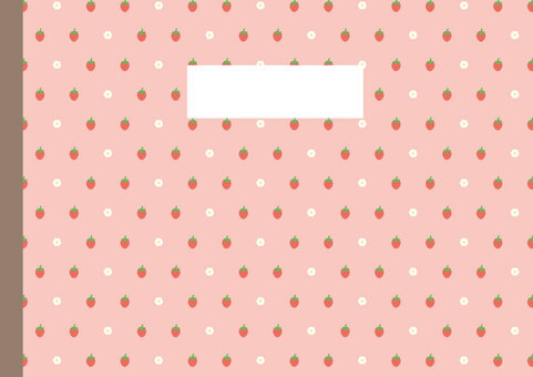 いちご表紙_よこ いちご,ピンク,ノート,表紙,勉強のイラスト素材