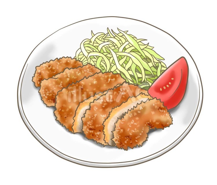 定番家庭料理　とんかつのイラスト トンカツ,食べ物,豚カツのイラスト素材
