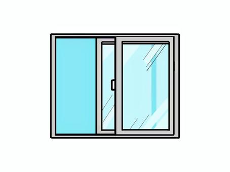 換気している窓 窓,換気,アルミサッシ,シンプル,手描き,ゆるい,ワンポイント,挿絵のイラスト素材