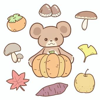 Bear and autumn taste, autumn, autumn taste, mushroom, JPG and PNG