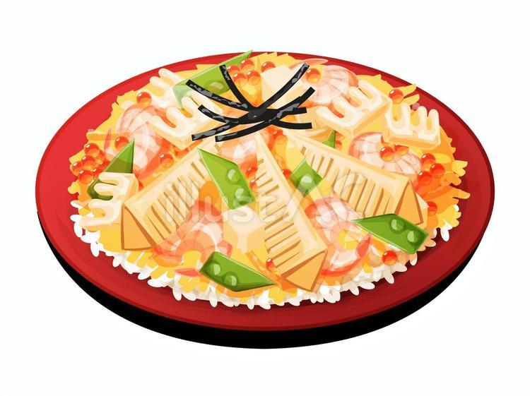 たけのこのちらし寿司（皿） ちらし寿司,たけのこ,春のイラスト素材