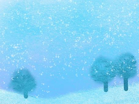 冬の背景　雪景色 冬,雪,背景,壁紙,１２月,森林,木,丘,幻想的,風景のイラスト素材