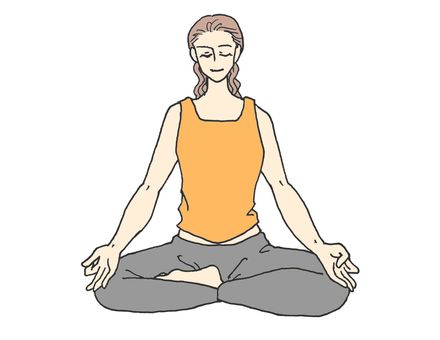 達人座 達人座,シッダ・アーサナ,ヨガ,瞑想,座法,呼吸法,全身,女性,20代,30代のイラスト素材