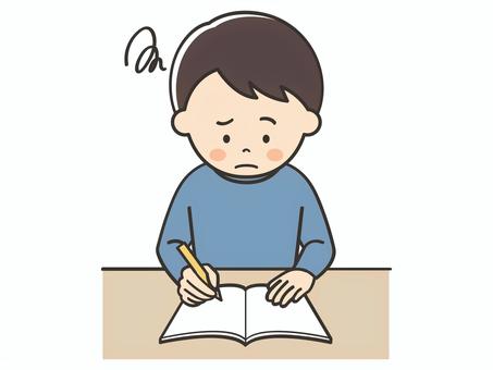 問題が解けない男性 男性,お父さん,勉強,宿題,学習,悩む,困る,考える,わからない,解けないのイラスト素材