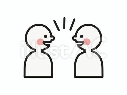 笑顔で話す2人のアイコン 横顔 上半身
