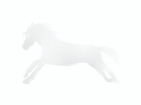 午年の白い馬のシルエット　筆の白馬の墨絵 シルエット,白馬,年賀状,午,白色,午年,筆,毛筆,かっこいい,正月のイラスト素材