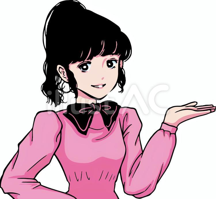 ピンクの服の笑顔の女の子（上半身） アイドル,女子,案内のイラスト素材