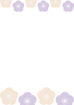 ゆめかわ梅フレーム（黄色×ラベンダー） 梅,フレーム,ゆめかわ,年賀状,パステル,春,和風,和柄,ガーリー,かわいいのイラスト素材