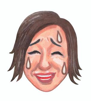 あせり顔の女性 - 1 焦る,あせる,汗る,顔,女,焦り,汗,苦笑い,困惑,困っているのイラスト素材