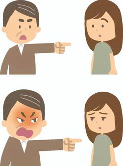 子供に自分の考えを押し付ける親（文字なし 命令,全否定,不服,疑問,不信感,モチベーション,意欲,親子,家族,親戚のイラスト素材