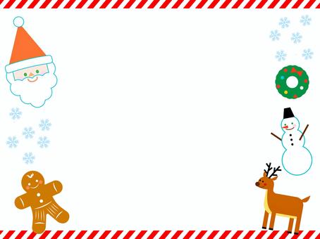 サンタクロースとトナカイのクリスマスの枠 サンタクロース,トナカイ,サンタ,クリスマス,雪だるま,バナー,冬,学校プリント用,かわいい,フレームのイラスト素材