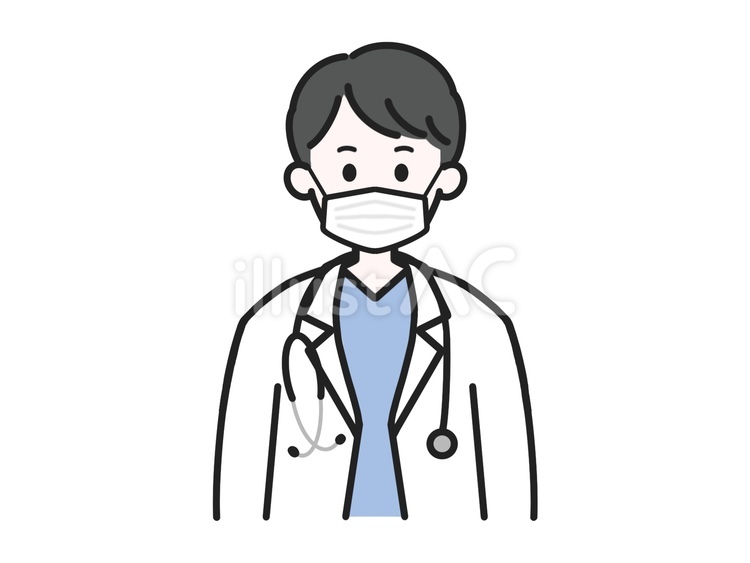 マスク／聴診器／白衣の男性①（ブルー） マスク,感染,対策のイラスト素材
