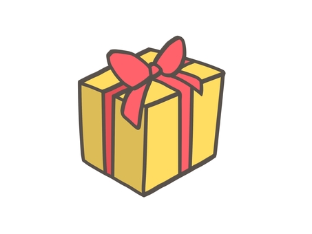 クリスマスプレゼント　黄色 プレゼント,クリスマス,ギフト,贈り物,ボックス,リボン,黄色,ワクワク,スペシャル,シンプルのイラスト素材