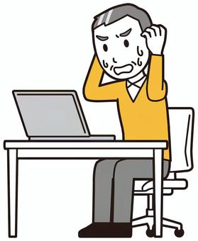 ニット中年男性(黄)-101-全身