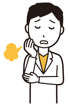  男性医師白衣(黄)-059-バスト 悩む,医者,医師,男性,白衣,スクラブ,病院,医療,ドクターコート,先生のイラスト素材