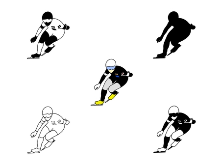 スピードスケート スピードスケート,セット,種目,競技,ウインタースポーツ,運動,冬季,冬,人,人物のイラスト素材